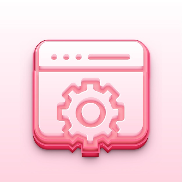 Icono de desarrollo web rosa 3D para diseño y desarrollo web