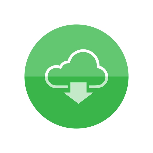 Ícono de descarga de nube en estilo de círculo de color plano