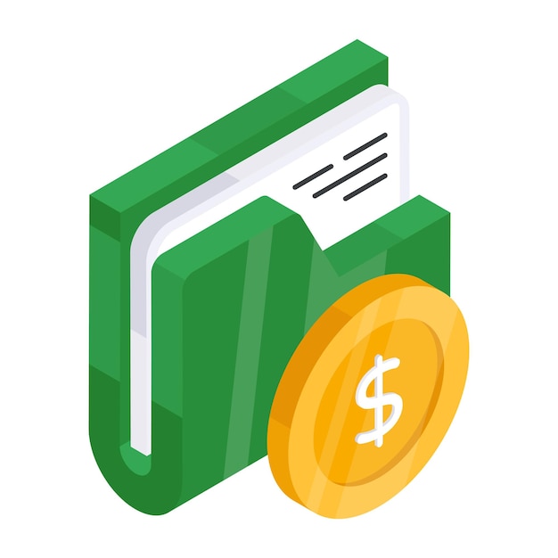 Icono de descarga premium de la carpeta financiera