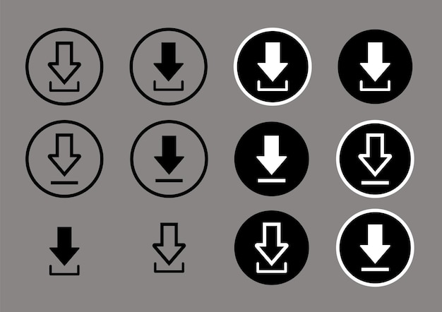 Icono de descarga Símbolo de carga Botón de descarga y icono de descarga Ilustración vectorial plana