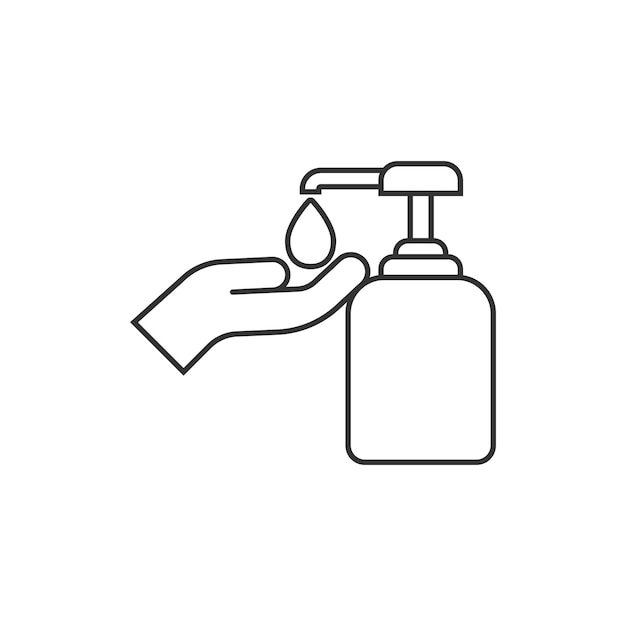 Icono de desinfectante de manos en estilo plano Ilustración de vector de botella antiséptica sobre fondo aislado Concepto de negocio de signo de gel desinfectante