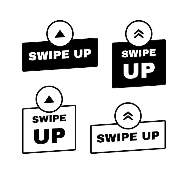 Icono de deslizar hacia arriba aislado en fondo blanco para historias de redes sociales pictograma de desplazamiento Logotipo de flecha hacia arriba para blogger Ilustración vectorial