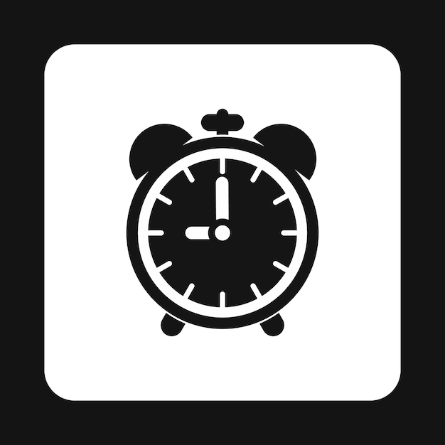 Icono de despertador en estilo simple aislado en fondo blanco Símbolo de hora