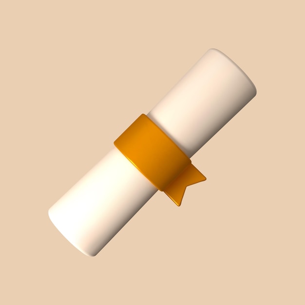 Icono de desplazamiento del diploma representación 3D de un certificado universitario