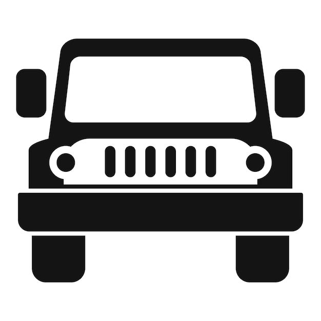 Icono destacado de la vista delantera del automóvil fuera de carretera negro