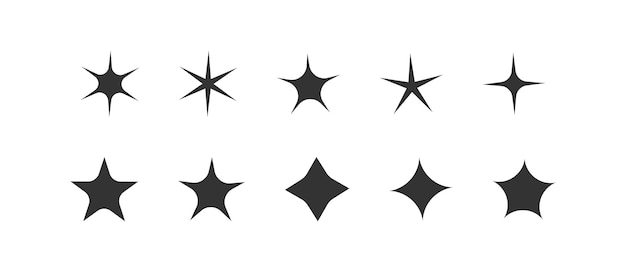 Icono de destellos de estrellas Símbolo de ilustración de forma de chispa Vector de brillo de signo