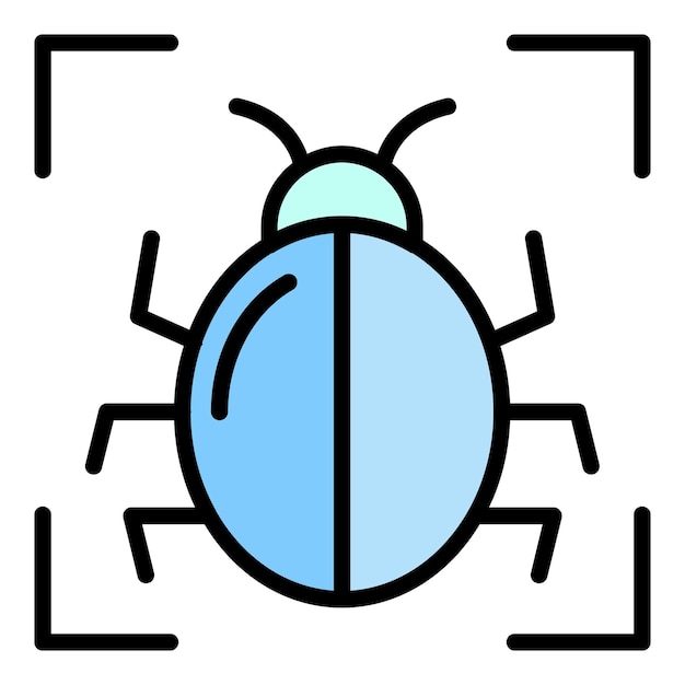 Icono de destino de error de PC Contorno de icono de vector de destino de error de PC color plano aislado