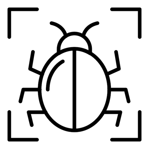 Icono de destino de error de PC Contorno de icono de vector de destino de error de PC para diseño web aislado sobre fondo blanco