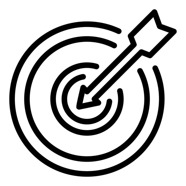 Icono de destino de flecha Icono de vector de destino de flecha de esquema para diseño web aislado sobre fondo blanco
