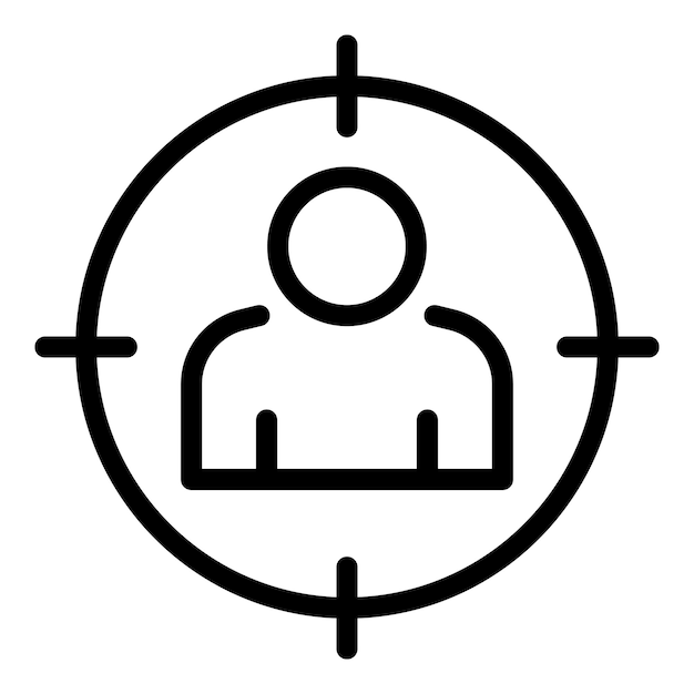 Icono de destino de hombre Icono de vector de destino de hombre de esquema para diseño web aislado sobre fondo blanco