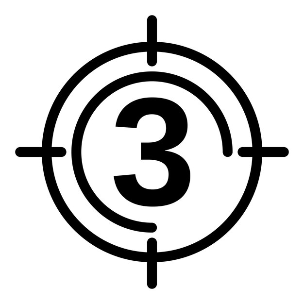 Icono de destino de número de vídeo Icono de vector de destino de número de vídeo de esquema para diseño web aislado sobre fondo blanco
