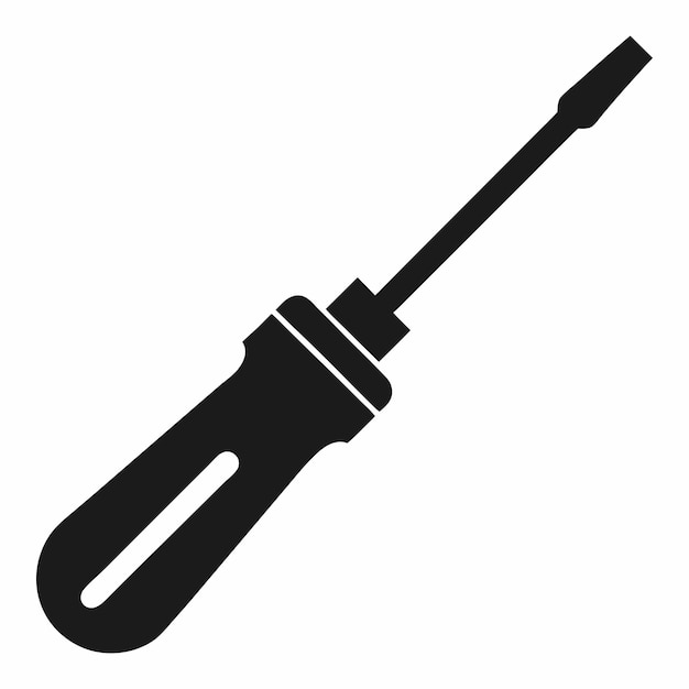 Icono de destornillador minimalista en vector de silueta sobre un fondo blanco