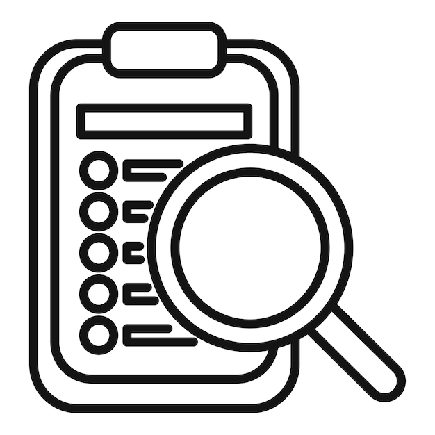Icono detallado del portapapeles y la lupa