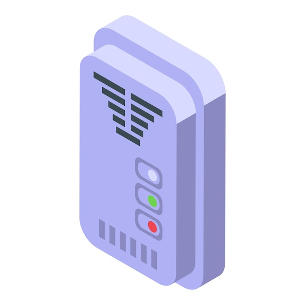 Icono de detector de gas plástico vector isométrico Hogar digital Humo de peligro