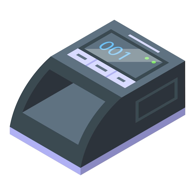 Icono de detector de moneda de billetes vector isométrico Falsificación de dinero Finanzas bancarias