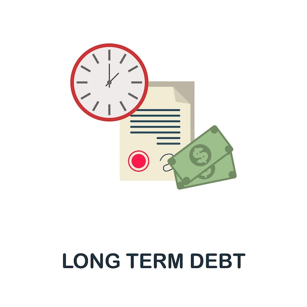 Icono de deuda a largo plazo Elemento de signo plano de la colección de crédito Icono creativo de deuda a largo plazo para plantillas de diseño web, infografías y más