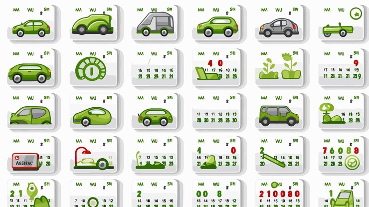 Vector icono del día del calendario del coche con calendario y hora adicionales
