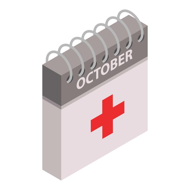 Icono del día del calendario de primeros auxilios Isométrico del icono de vector del día del calendario de primeros auxilios para diseño web aislado sobre fondo blanco