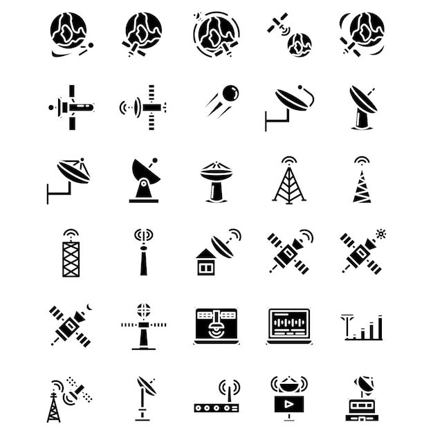 Icono del Día Mundial del Satélite en estilo sólido