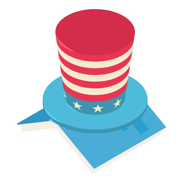 Icono del día de los presidentes vector isométrico Sombrero de copa en color de bandera americana y libro Concepto político de fiesta nacional