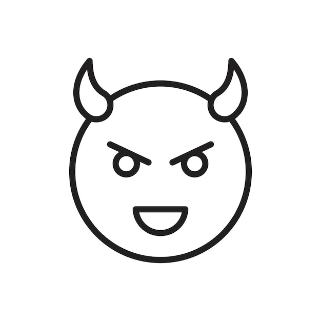El icono del diablo demoníaco con un contorno delgado y simple