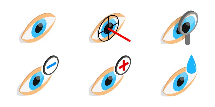 Vector icono de diagnóstico de ojo en fondo blanco