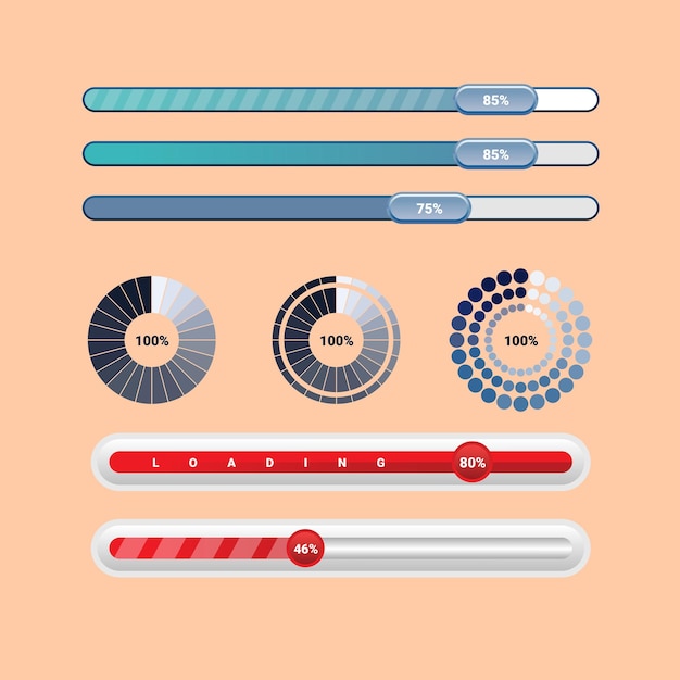 Vector icono del diagrama de progreso de carga del conjunto