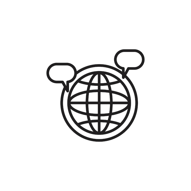 Ícono de diálogo global Ilustración de línea delgada plana vectorial