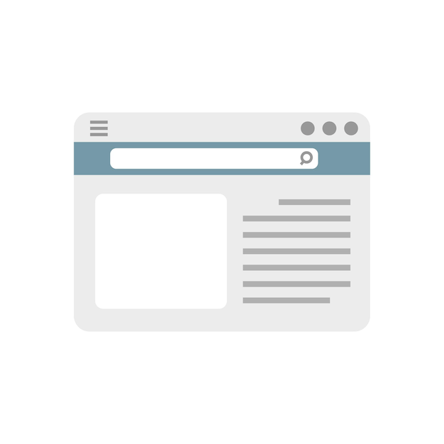 Icono de diálogo del navegador pantalla web vectorial plana pestaña del sitio web aislada