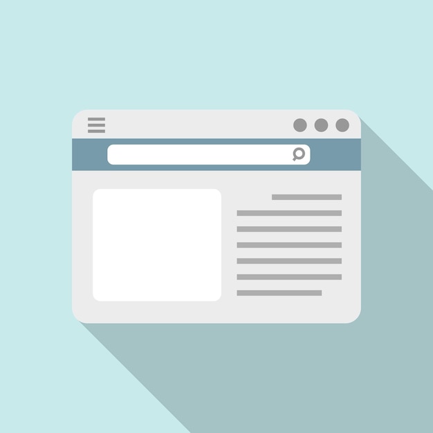 Icono de diálogo del navegador vector plano pantalla web pestaña sitio web
