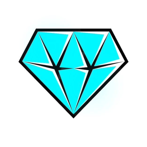 Icono de diamante cian brillante. Vector aislado eps10