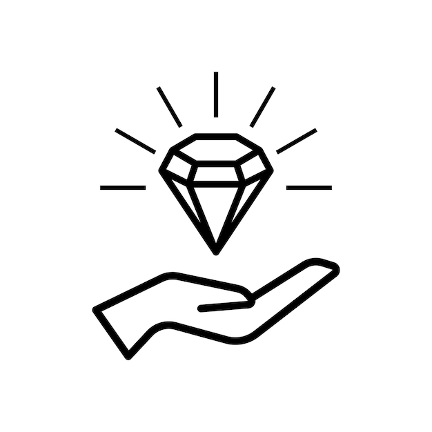 icono de diamante en la mano idea del concepto de diseño del logotipo