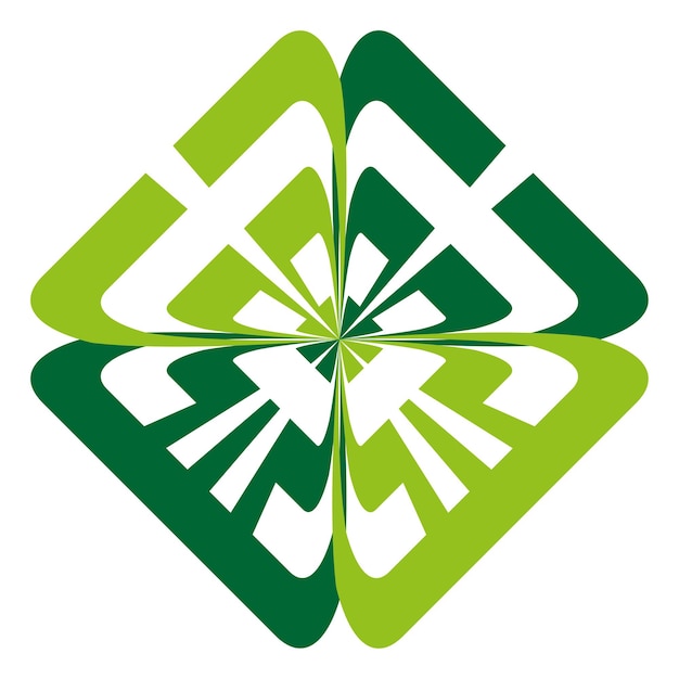 Icono de diamante verde Figura de cuatro formas Símbolo vectorial geométrico Forma de colores brillantes