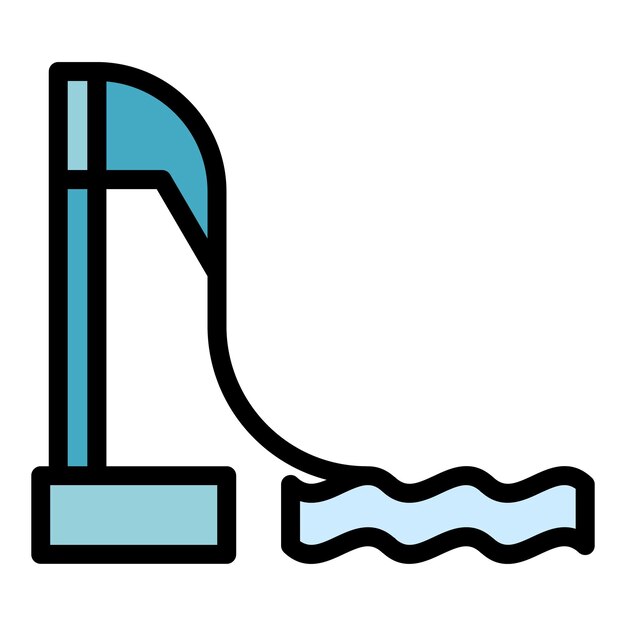 Icono de diapositiva Aquapark Esquema Icono de vector de diapositiva Aquapark para diseño web aislado en color de fondo blanco plano