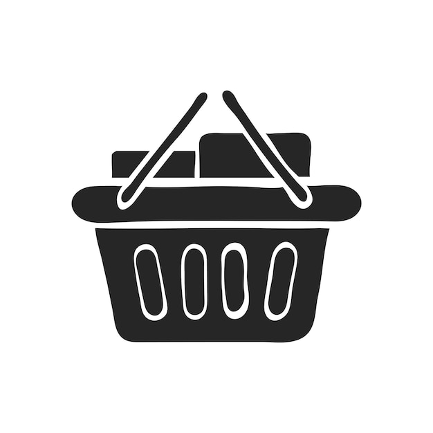 Icono dibujado a mano de la canasta de compras