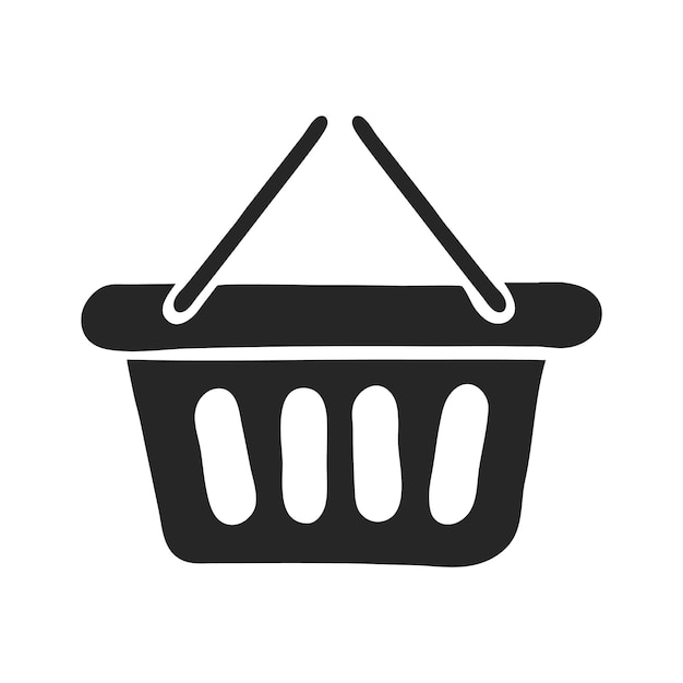 Icono dibujado a mano de la canasta de compras