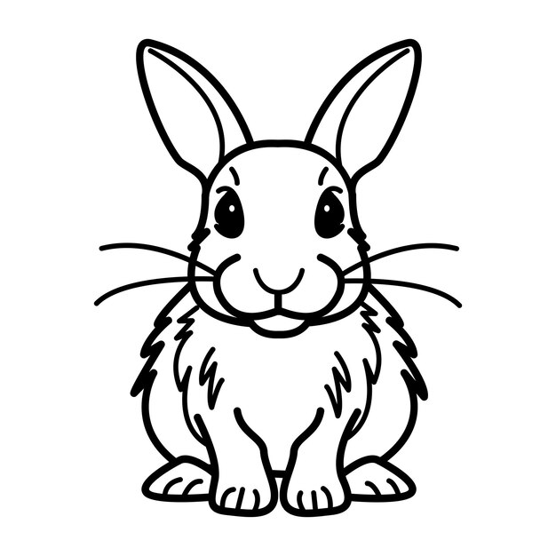Un icono dibujado a mano de un conejo lindo