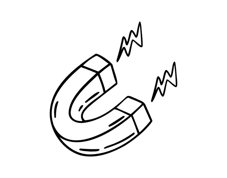 Vector icono dibujado a mano dibujado por el imán símbolo del clip de la línea de imán del dibujo del contorno
