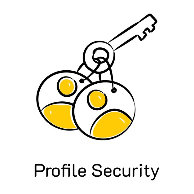 Un icono dibujado a mano editable de seguridad de perfil