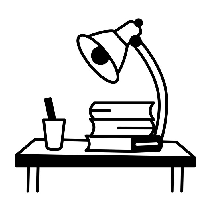 Vector un icono dibujado a mano de un escritorio de estudio