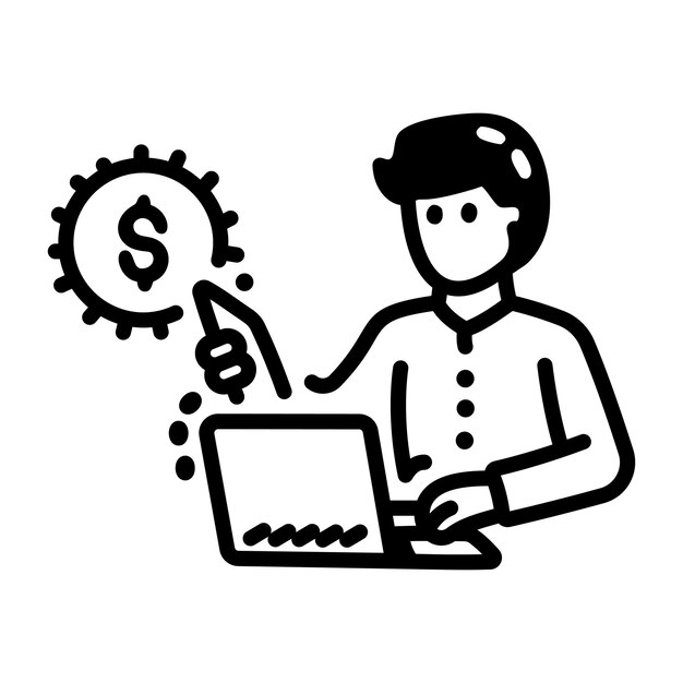 Un icono dibujado a mano de un financiero