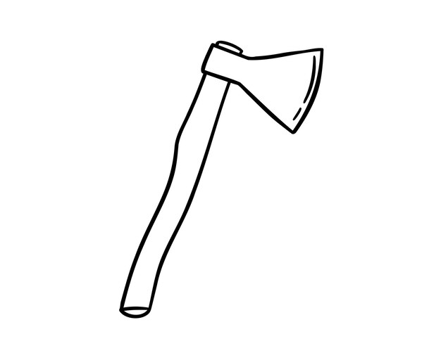 icono dibujado a mano con un garabato de hacha dibujo de contorno de la línea de hacha símbolo de clip