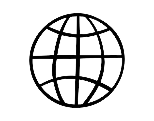 icono dibujado a mano del globo del sitio web dibujo del contorno de la línea de Internet símbolo del clipart