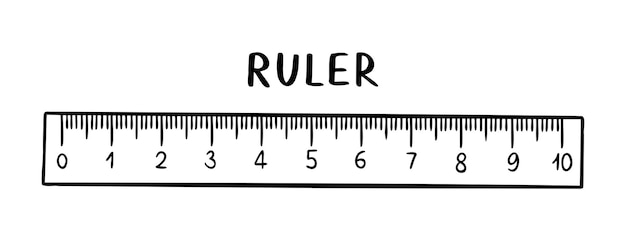 Icono dibujado a mano del grabado de la regla Dibujo del contorno del dibujo de la regla Línea de la escuela Símbolo de clip