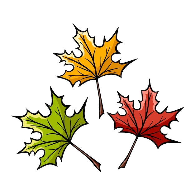 Icono dibujado a mano de hojas en estilo doodle aislado sobre fondo blanco