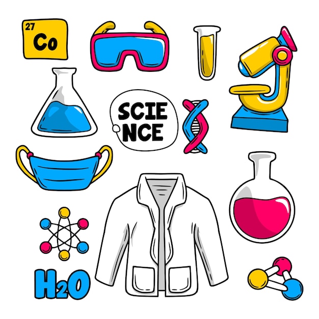 Icono dibujado a mano de laboratorio de ciencia