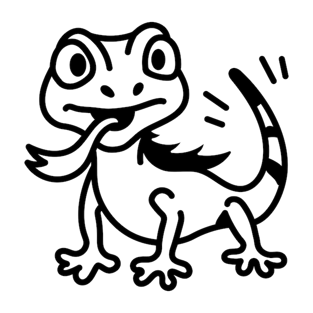 Un icono dibujado a mano de un lindo lagarto