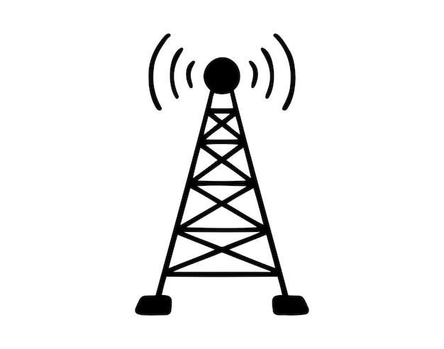 Icono dibujado a mano de la torre de televisión dibujo de contorno del símbolo de clip de la línea de la Torre de televisión