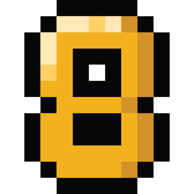 El icono del dibujo animado número ocho de Pixel Art
