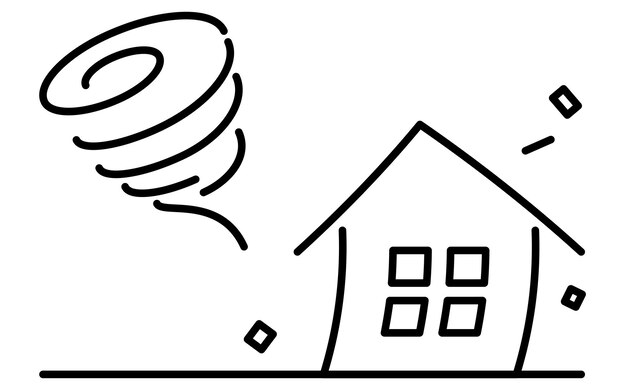 Icono de dibujo de líneas simples de desastres naturales Tornado